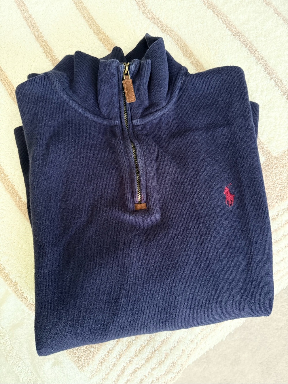 Ralph Lauren Navy Pullover with Yellow Logo Label